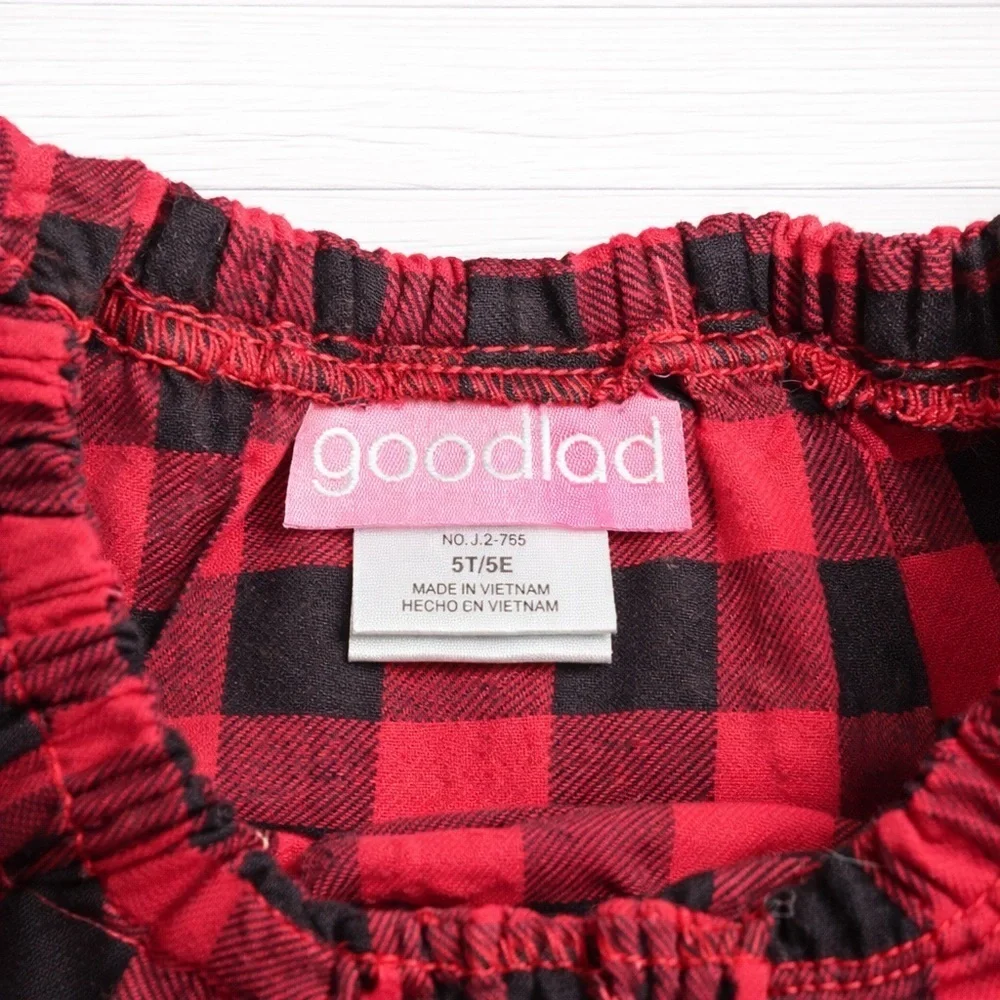 GoodLad- Black Plaid Dress with Lace Hem